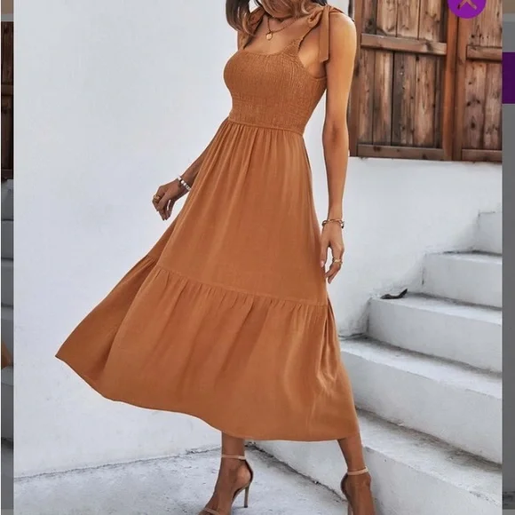 New With Tags Smocked MIDI Dress - Picture 3 of 5